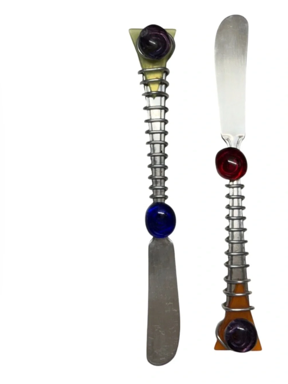 Vintage Dary Rees Glass & Wire Wrapped spreaders Set of 2 NIB